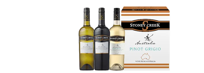 Stoney Creek Chardonnay Semillon, Pinot Grigio en Shiraz Grenache & Petit Verdot