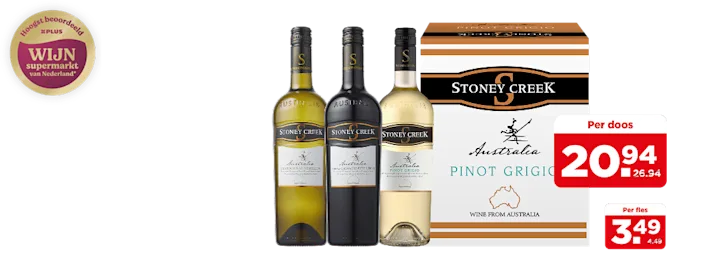 Stoney Creek Chardonnay Semillon, Pinot Grigio en Shiraz Grenache & Petit Verdot