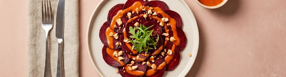 Bietencarpaccio met rode currydressing