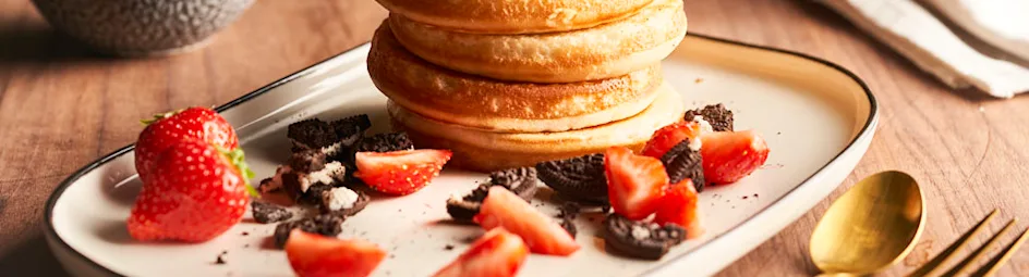 Pannenkoekentaartjes met kwark en Oreo koekjes