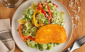 Broccolistamppot met kaasschnitzel