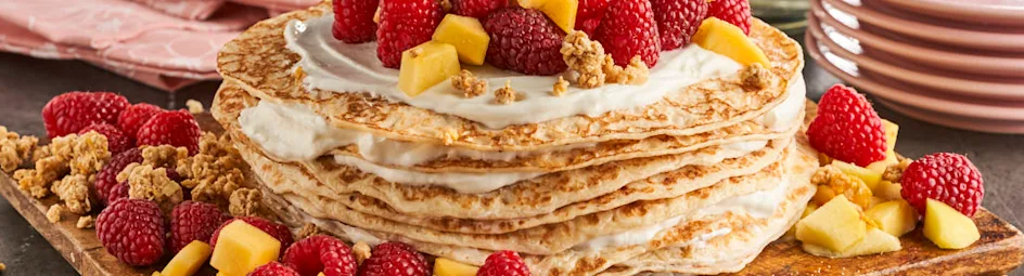 Pannenkoekentaart met perzik en cruesli