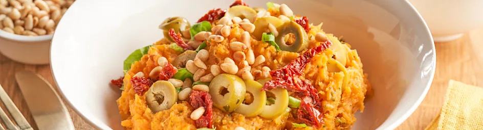 Italiaanse andijviestamppot met zoete aardappel
