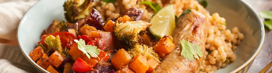 Traybake met verse varkensaucijsjes