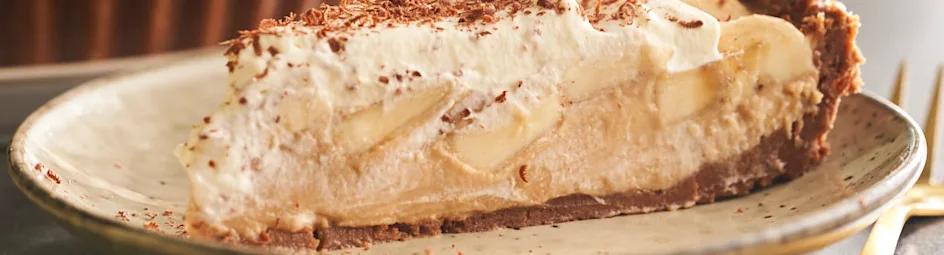 No bake banoffee pie met chocolade kruidnoten