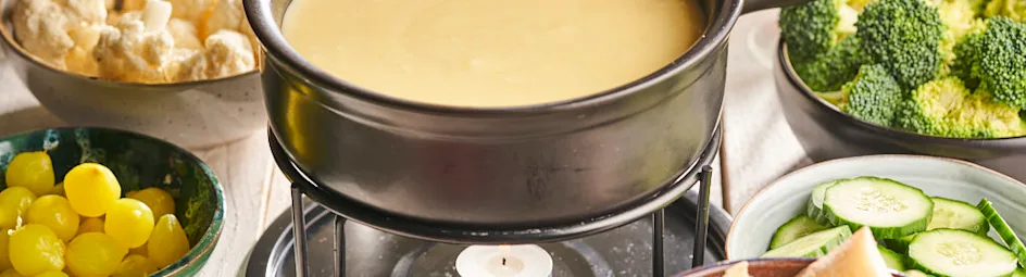 Kaasfondue met knapperige groenten