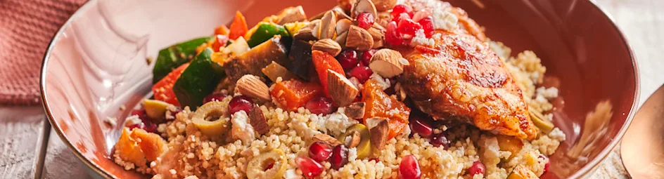 Midden-Oosterse couscous met harissakip en granaatappel