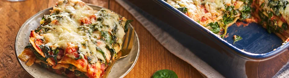 Vegetarische lasagne met spinazie en kaas