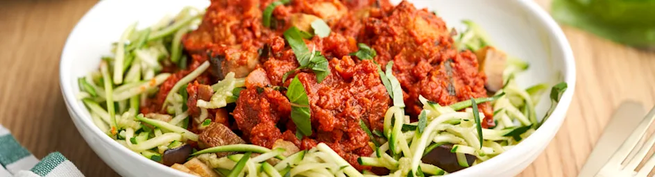 Courgetti met gehaktballetjes in tomatensaus