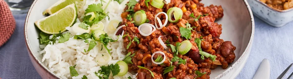 Vegetarische chili met snelle appelmoes