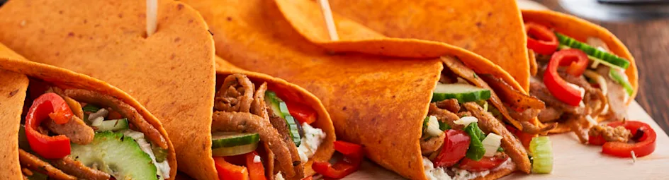 Groentewraps met vegetarische gyros en fetaspread