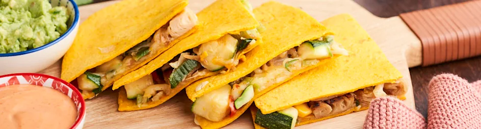 Quesadilla’s met vegetarische kip en guacamole