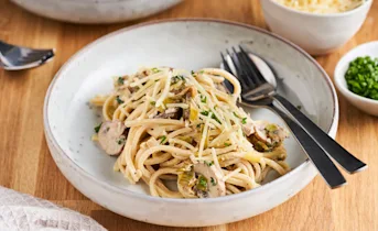 Romige preipasta met champignons