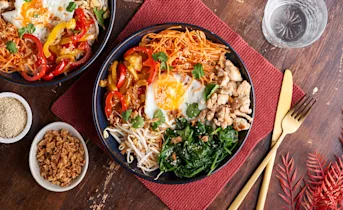 Bibimbap met gehakt en een eitje
