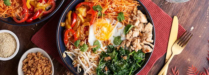 Bibimbap met gehakt en een eitje
