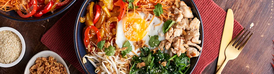 Bibimbap met gehakt en een eitje