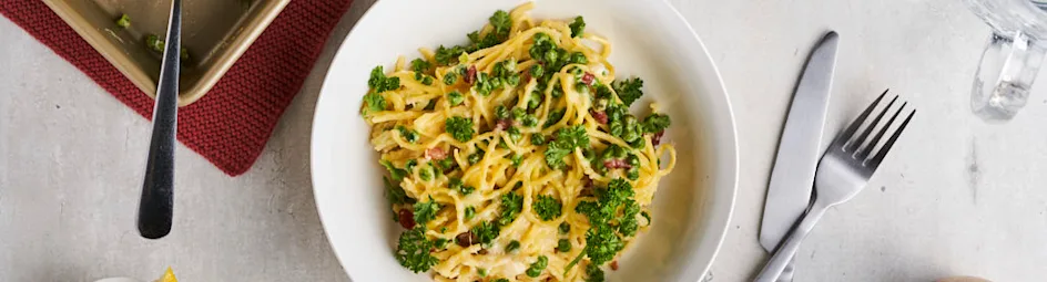 Carbonarataart met ei en spekjes