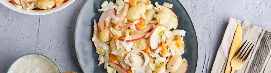Witlofsalade met krieltjes en ham