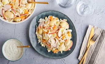 Witlofsalade met krieltjes en ham
