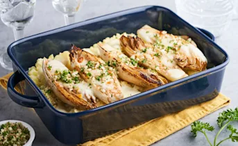 Vegetarische witlofgratin met gremolata