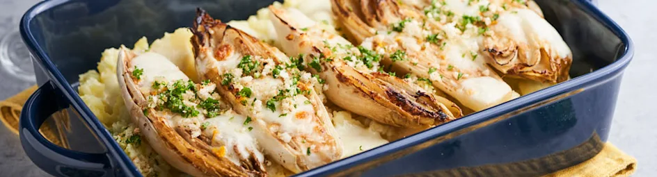 Vegetarische witlofgratin met gremolata