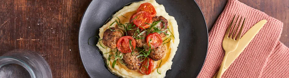 Aardappelpuree met Italiaanse gehaktballen uit de oven
