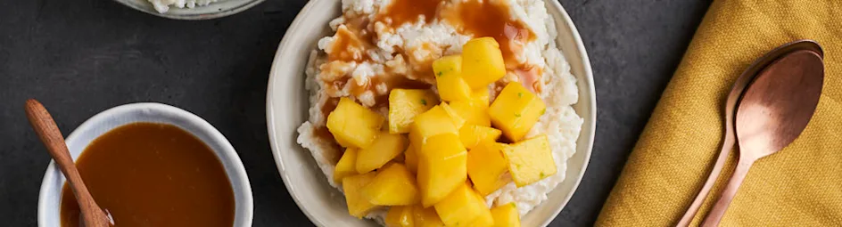 Rijstepap met mango en kokoskaramel