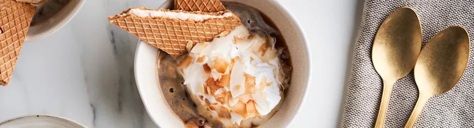 Tropische affogato met kokos
