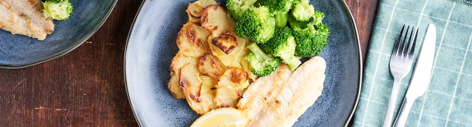 Aardappelgratin met witvis