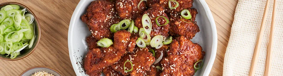 Gefrituurde kip met sinaasappel-chilisaus