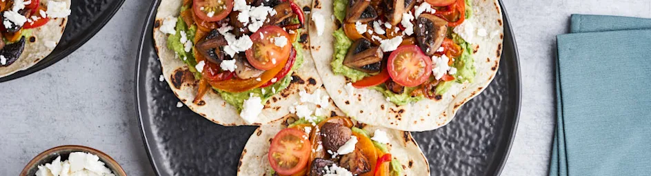 Vegetarische taco’s met kastanjechampignons en avocado