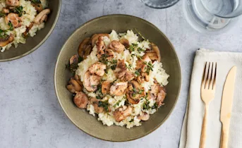 Risotto uit de oven met kip en champignons