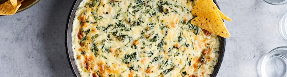 Garnalen spinazie dip met nachos