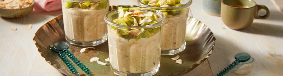 Overnight oats met kiwi