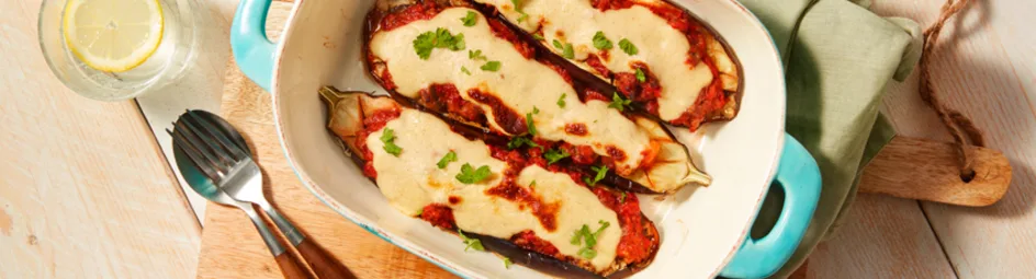 Gevulde aubergine moussaka stijl
