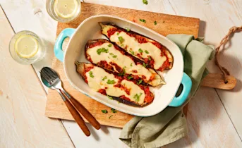 Gevulde aubergine moussaka stijl