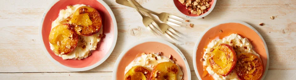 Gegrilde perzik met mascarpone room