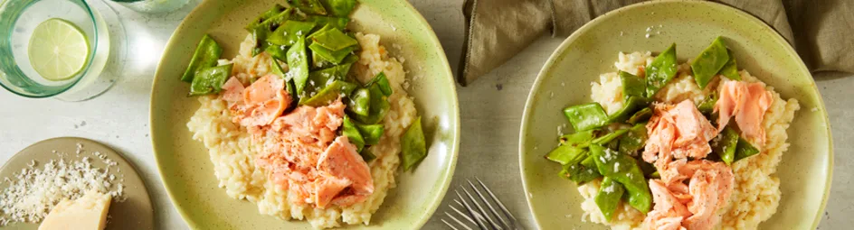 Risotto met zalm en snijbonen