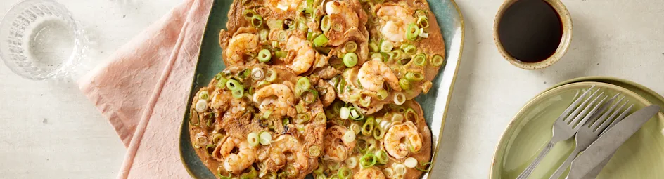 Bosui pannenkoeken met garnalen