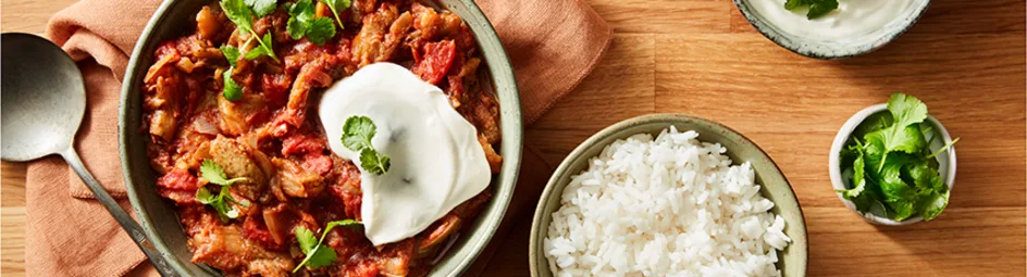 Aubergine curry met rijst