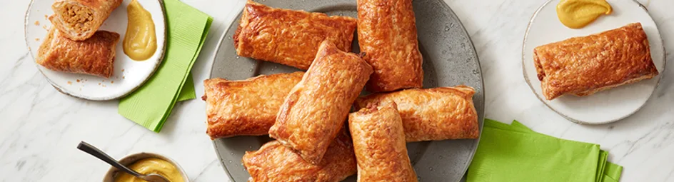 Vega worstenbroodjes met mosterd