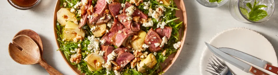 Biefstuksalade met rucola en artisjok