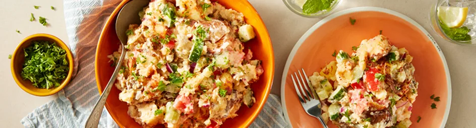 Crispy smashed aardappelsalade