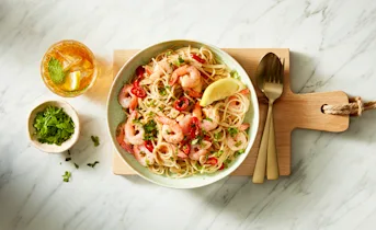 Garnalen pil pil spaghetti