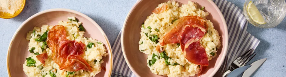 Risotto met spinazie en krokante parmaham