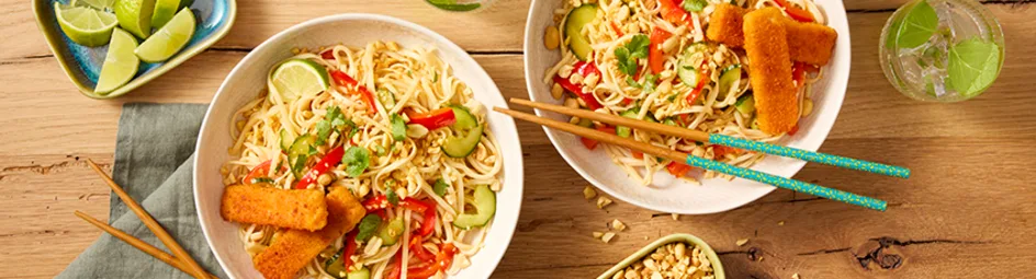 Noedelsalade met vissticks