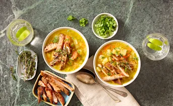 Toscaanse maaltijdsoep met aardappel en varkensfiletlapjes