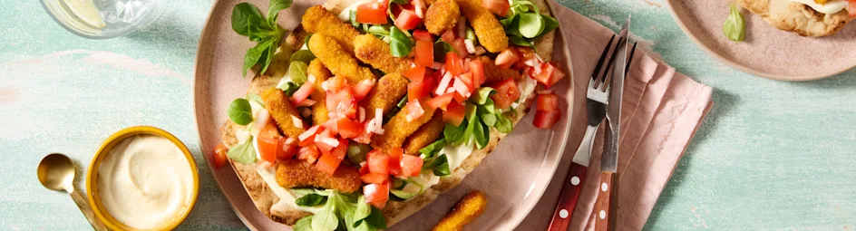 Flatbread met visfrietjes
