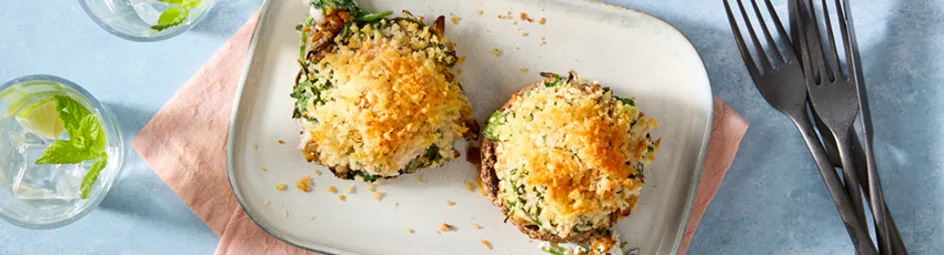 Gevulde portobello’s met spinazie