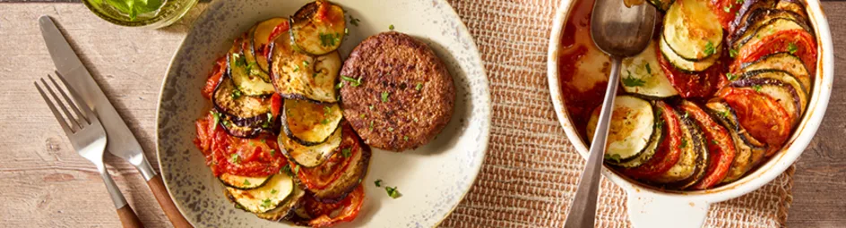 Duitse biefstuk met ratatouille